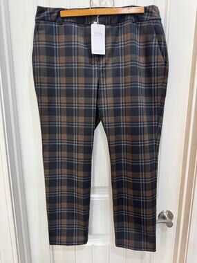 I Love Tyler Madison Plaid Pants Womens XLP Extra Large Petite Stretch Ankle NEW